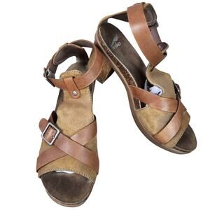 Dansko Dominique Sandals Womens Size 39 US 8 Brown Leather Block Heel GUC